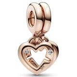 925 Silver Bell Linked Hearts Angel Wings Clover Bead Charm