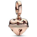 925 Silver Bell Linked Hearts Angel Wings Clover Bead Charm