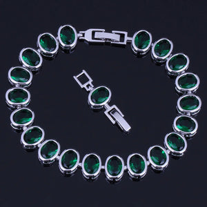 Green Cubic Zirconia Oval Egg Bracelet