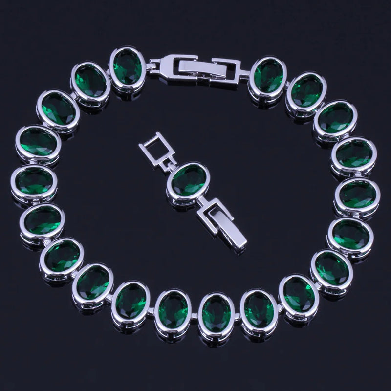 Green Cubic Zirconia Oval Egg Bracelet
