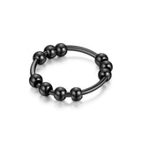 Anxiety Ring Spinner Beads Silver Stainless Steel Anti Stress Jewelry