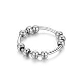 Anxiety Ring Spinner Beads Silver Stainless Steel Anti Stress Jewelry