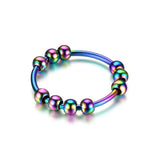 Anxiety Ring Spinner Beads Silver Stainless Steel Anti Stress Jewelry