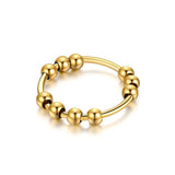 Anxiety Ring Spinner Beads Silver Stainless Steel Anti Stress Jewelry