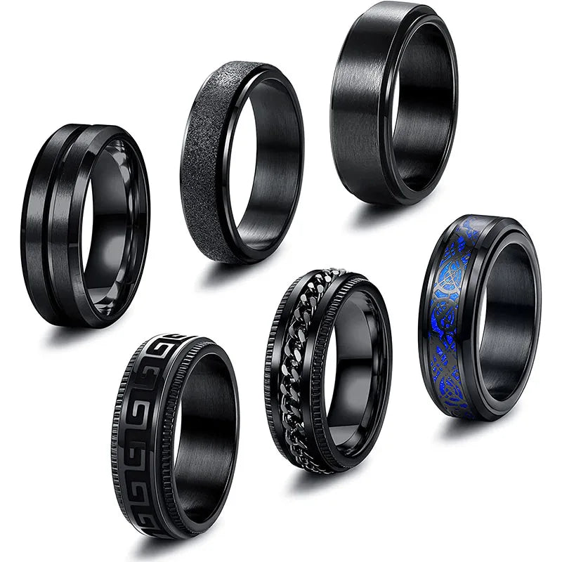 Fidget Rings Dragon Pattern Spinner Band Stress Relieving
