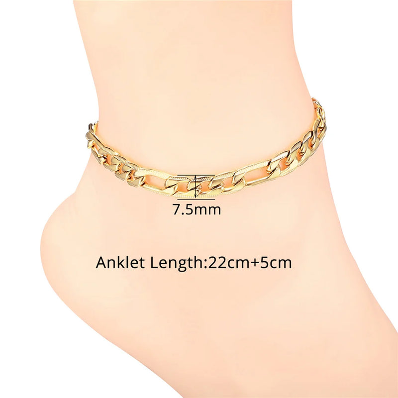 Stainless Steel Bead Chain Anklet for Women Girls Adjustable