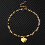 Heart Charm Anklet Silver Stainless Steel Ankle Bracelet
