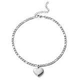 Chain Heart Charm Anklet Silver Stainless Steel Ankle Bracelet Beach Jewelry