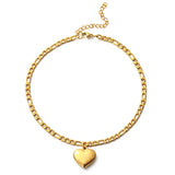 Chain Heart Charm Anklet Silver Stainless Steel Ankle Bracelet Beach Jewelry