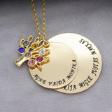 Family Tree Pendant Necklace with Birthstones YP2548