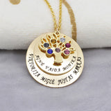 Family Tree Pendant Necklace with Birthstones YP2548