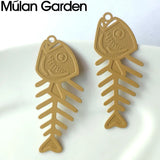 Fish Bones Metal Pendant Earrings Party Jewelry