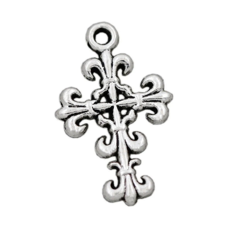 Filigree Flower Cross Charm Beads 35pcs DIY Jewelry Pendants L414