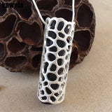 Filigree Metal Wood Pendant Necklace