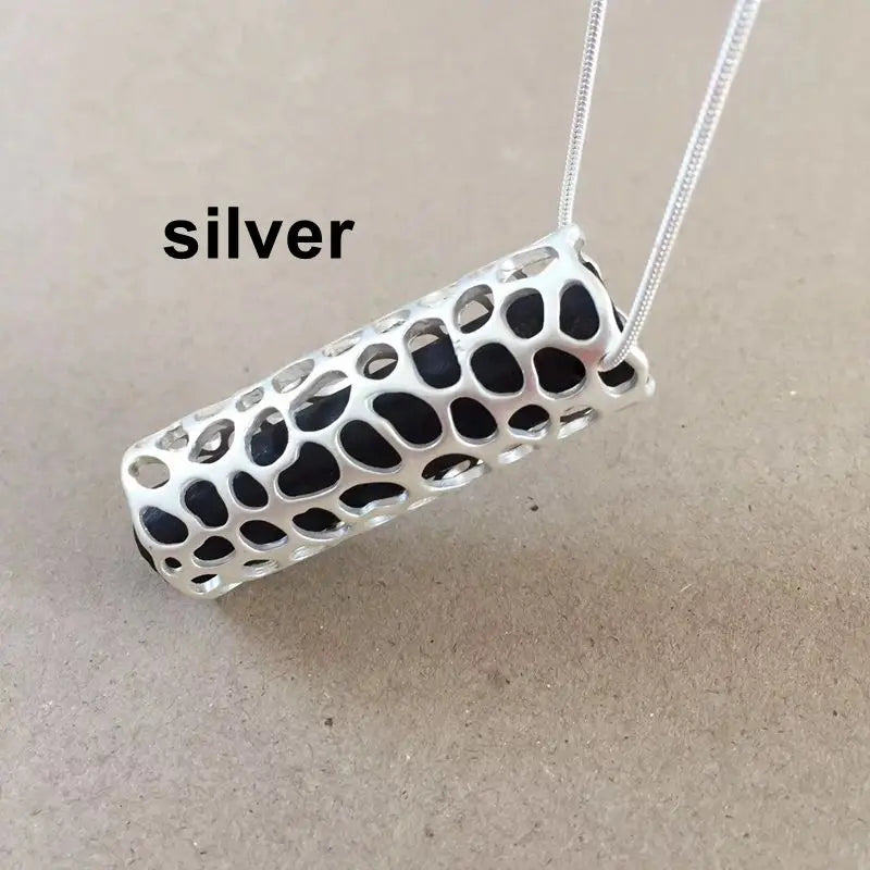 Filigree Metal Wood Pendant Necklace