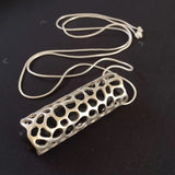 Filigree Metal Wood Pendant Necklace