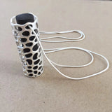 Filigree Metal Wood Pendant Necklace