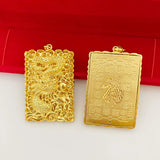 Thick Dragon Pendant 24K Yellow Plated Men Engagement Fine Jewelry