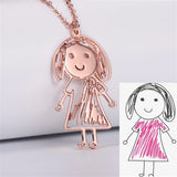 Kids Drawing Necklace Pendant Stainless Steel Custom Artwork Pendant