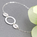 Women Round Pendant Bracelet Initials Stainless Steel Chain Jewelry
