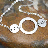 Women Round Pendant Bracelet Initials Stainless Steel Chain Jewelry