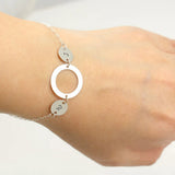 Women Round Pendant Bracelet Initials Stainless Steel Chain Jewelry