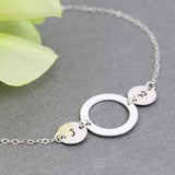 Women Round Pendant Bracelet Initials Stainless Steel Chain Jewelry