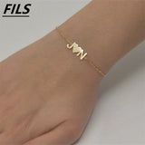 Personalized Name Bracelet Stainless Steel Initials Link Chain Bangle