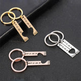 Personality Stainless Steel Engravable Name Keychain Love Pattern Couple Gift