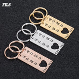 Personality Stainless Steel Engravable Name Keychain Love Pattern Couple Gift