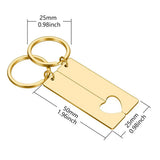 Personality Stainless Steel Engravable Name Keychain Love Pattern Couple Gift