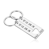 Personality Stainless Steel Engravable Name Keychain Love Pattern Couple Gift