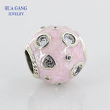 925 Silver Pink Pearlescent Dreams Charm Bracelet Beads Jewelry