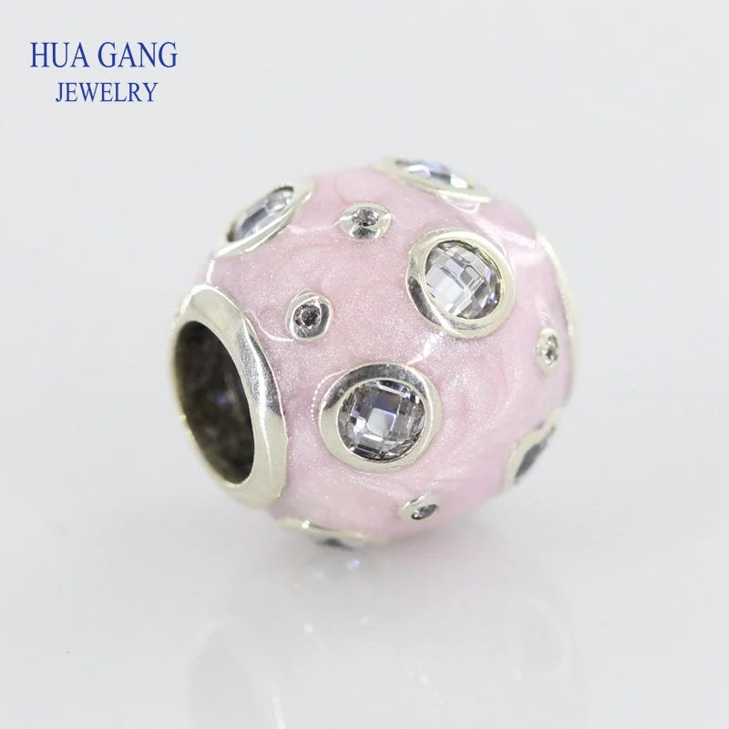 925 Silver Pink Pearlescent Dreams Charm Bracelet Beads Jewelry