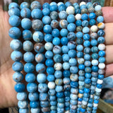 Natural Stripe Larimar Round Stone Beads 15''