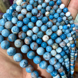 Natural Stripe Larimar Round Stone Beads 15''