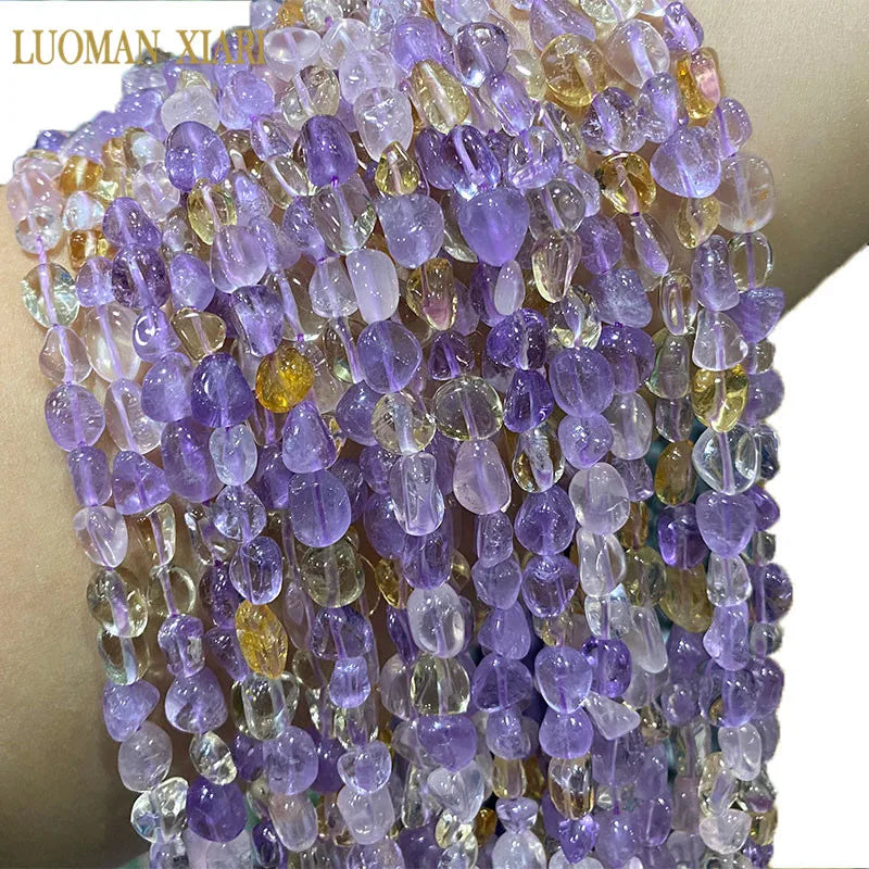 Natural Ametrine Gravel Gemstone Beads for DIY Jewelry Making 15''
