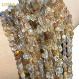 Natural Copper Rutilated Quartz Gravel Gemstone Beads 6-8mm