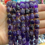 100% Natural Dark Purple Amethyst Faceted Square Gemstone Beads 8-9MM