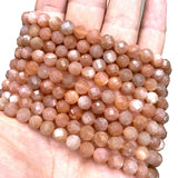 Natural Faceted Orange Sunstone Round Stone Beads 6/8/10mm