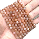 Natural Faceted Orange Sunstone Round Stone Beads 6/8/10mm