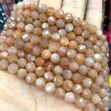 Natural Faceted Orange Sunstone Round Stone Beads 6/8/10mm