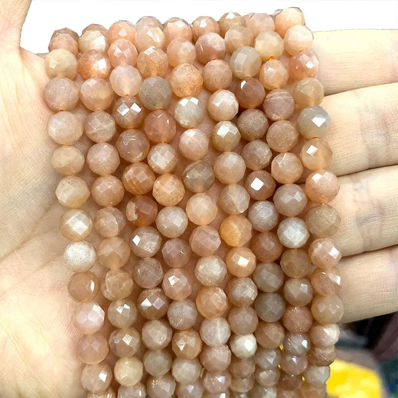 Natural Faceted Orange Sunstone Round Stone Beads 6/8/10mm