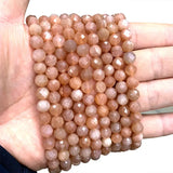 Natural Faceted Orange Sunstone Round Stone Beads 6/8/10mm