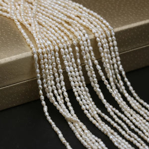 100% Natural Freshwater Pearl Beads 3-4mm Strand 14''