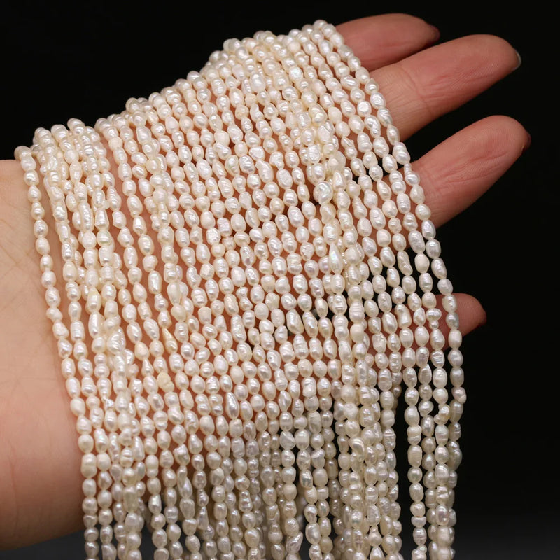 100% Natural Freshwater Pearl Beads 3-4mm Strand 14''