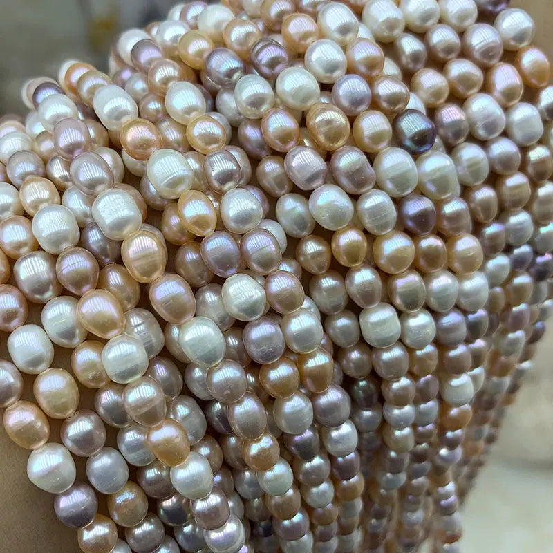 Natural Freshwater Pearl Mix Purple Pink Rice Shape Beads 5-8mm