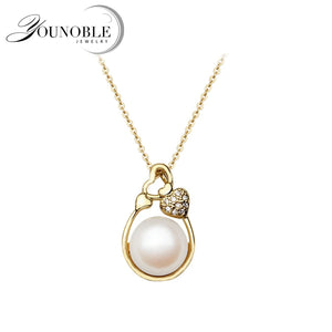 Natural Pearl Pendant Necklace, 925 Sterling Silver...