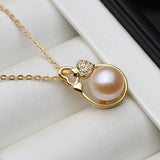 Natural Pearl Pendant Necklace, 925 Sterling Silver...