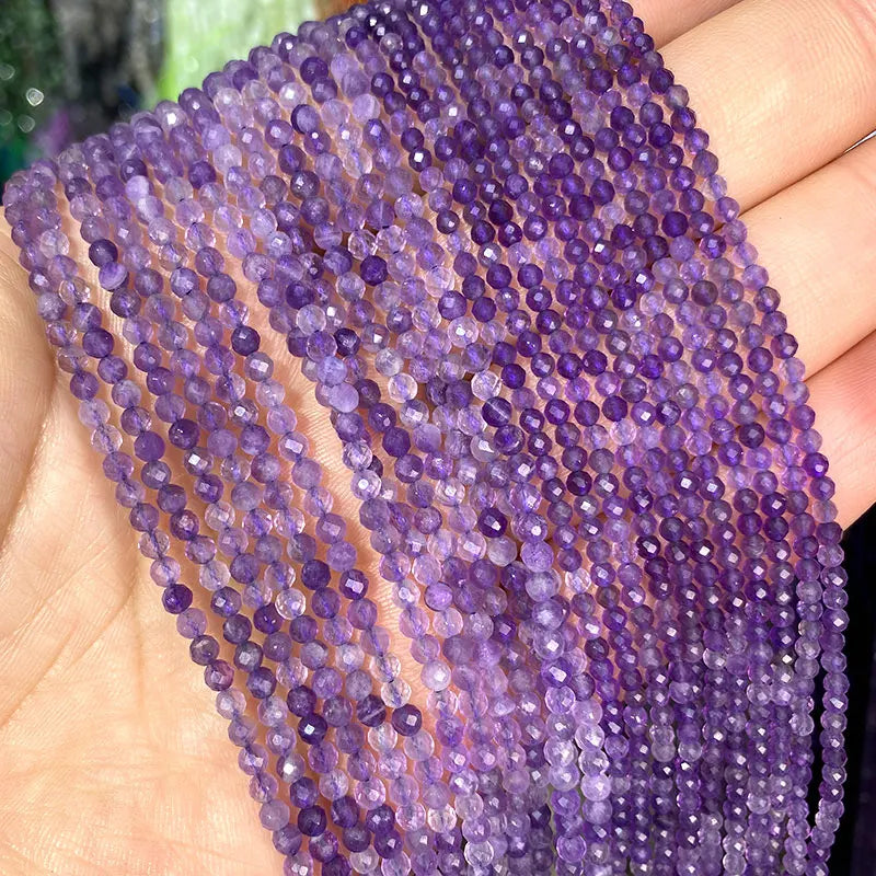 Natural Stone Beads Amethyst Loose Round Gemstone DIY Jewelry